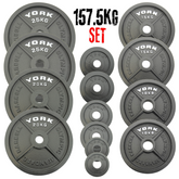 York Barbell Olympic 2" Hammertone Cast Iron 157.5kg Weight Plates Set